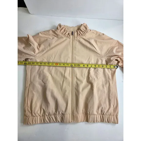Jockey Peach Full Zip XL Jacket Ruffled Elastic Hem - Picture 2 of 7